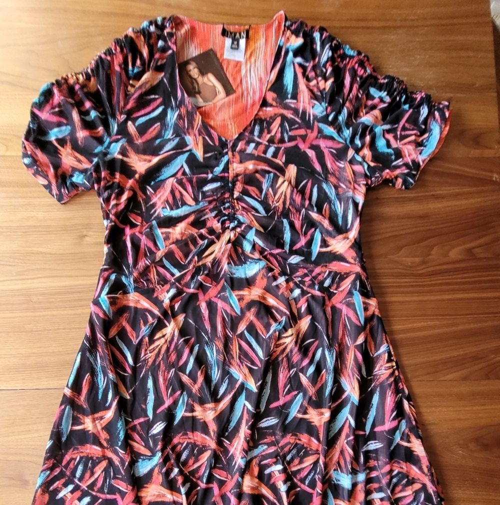 IMAN Pink and Blue Ruched Wrap Top